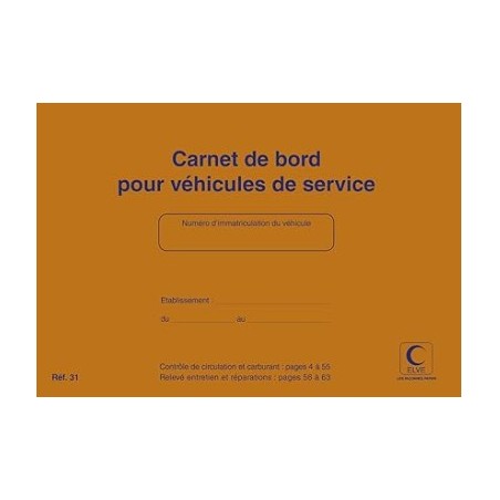 CARNET DE BORD POUR VEHICULE DE SERVICE