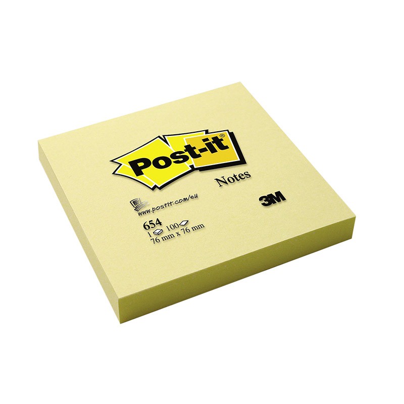 Bloc 100 feuilles jaunes repositionnables 75 X 75