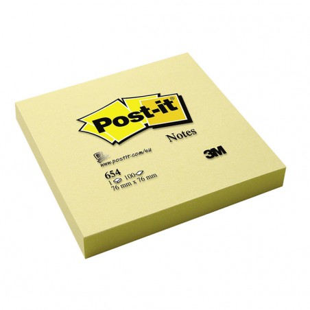 Bloc 100 feuilles jaunes repositionnables 75 X 75