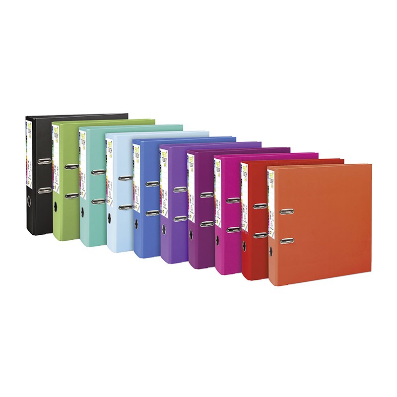 Classeur à levier - Pour format 21x29,7 cm  avec porte étiquette - Dos 50 mm Coloris divers